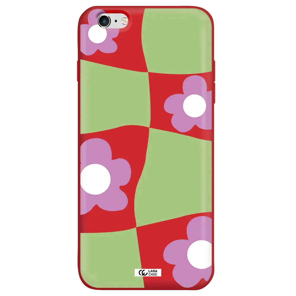 Five Petal Purple Flower Apple iPhone 6 plus Silicone Imperial Red Case