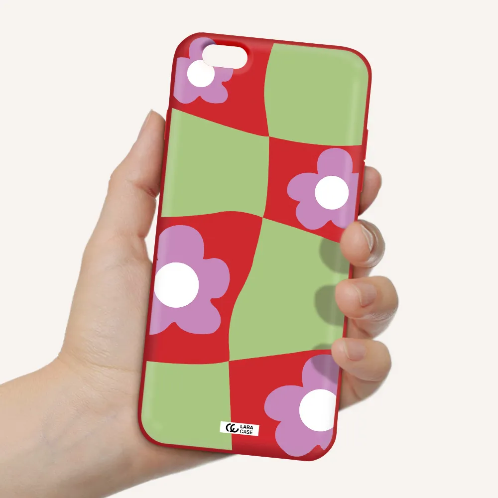 Five Petal Purple Flower Apple iPhone 6 plus Silicone Imperial Red Case