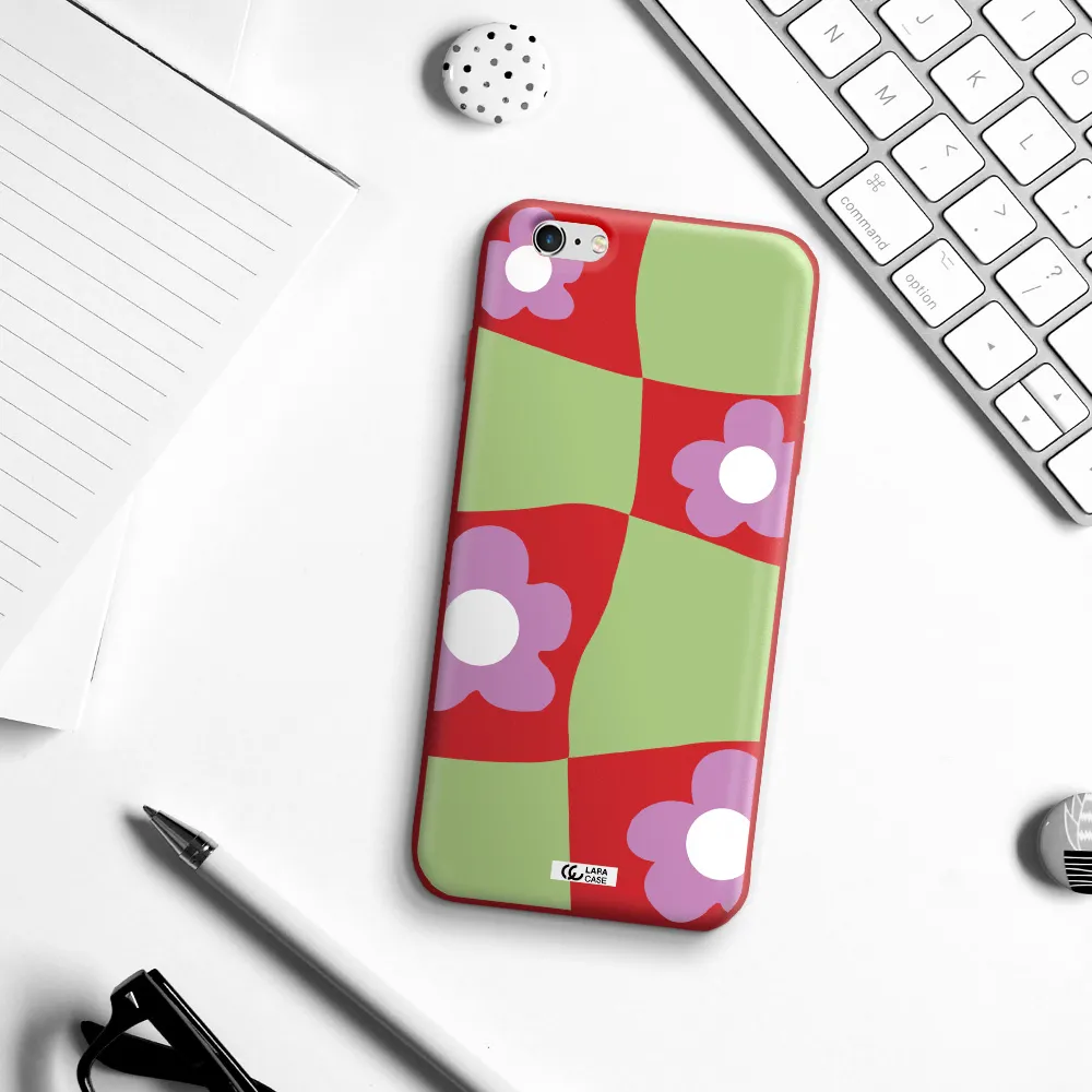 Five Petal Purple Flower Apple iPhone 6 plus Silicone Imperial Red Case