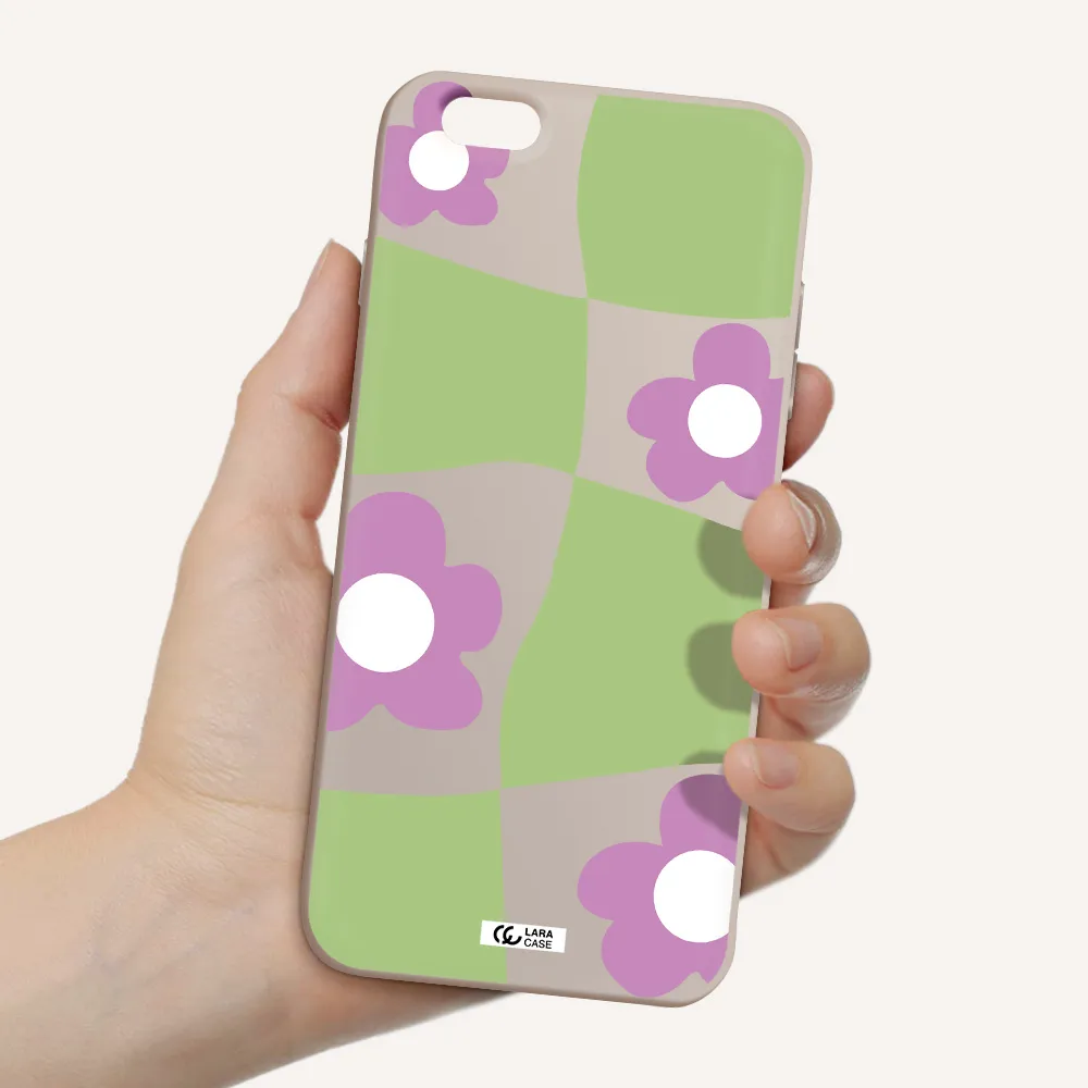 Five Petal Purple Flower Apple iPhone 6 plus Silicone Stone Case