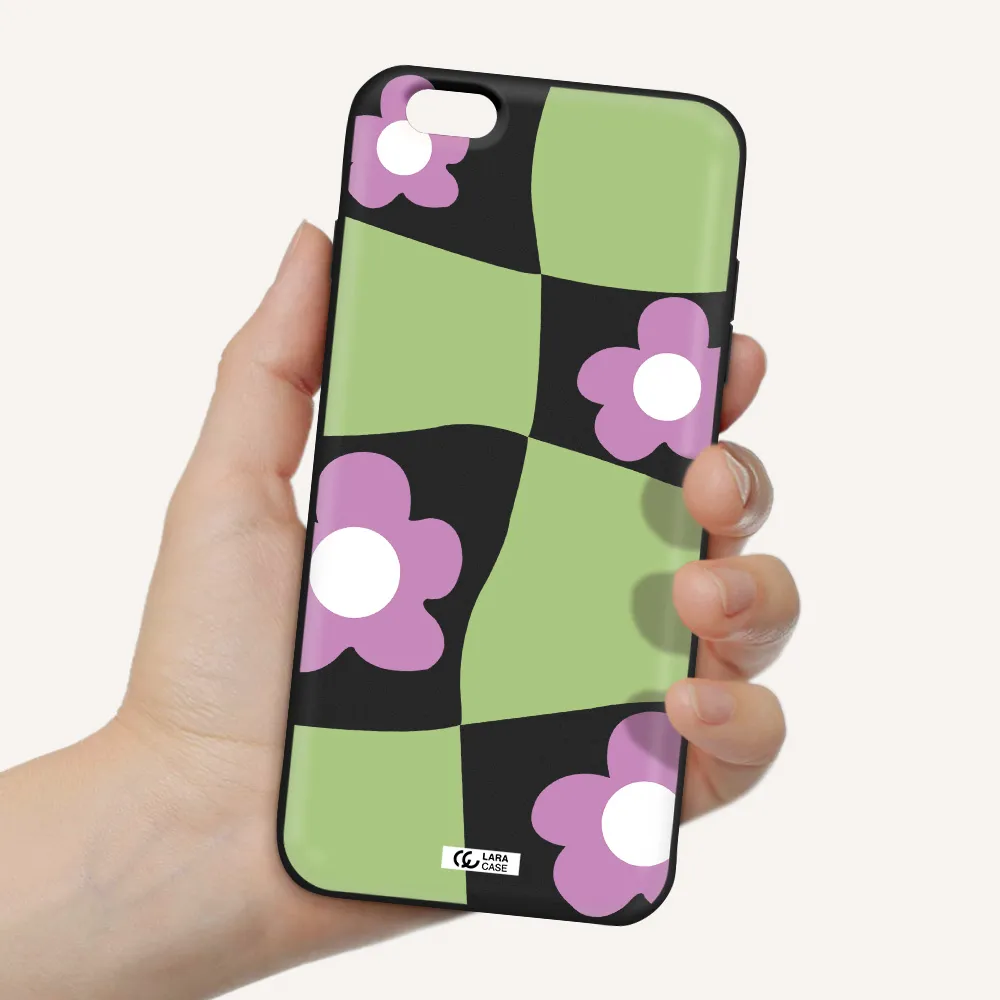 Five Petal Purple Flower Apple iPhone 6 s plus Silicone black Case