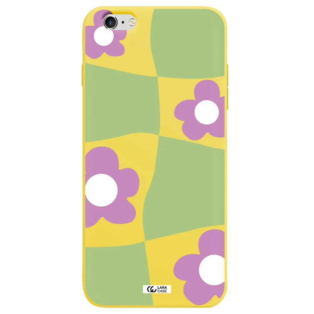 Five Petal Purple Flower Apple iPhone 6 s plus Silicone canary yellow Case