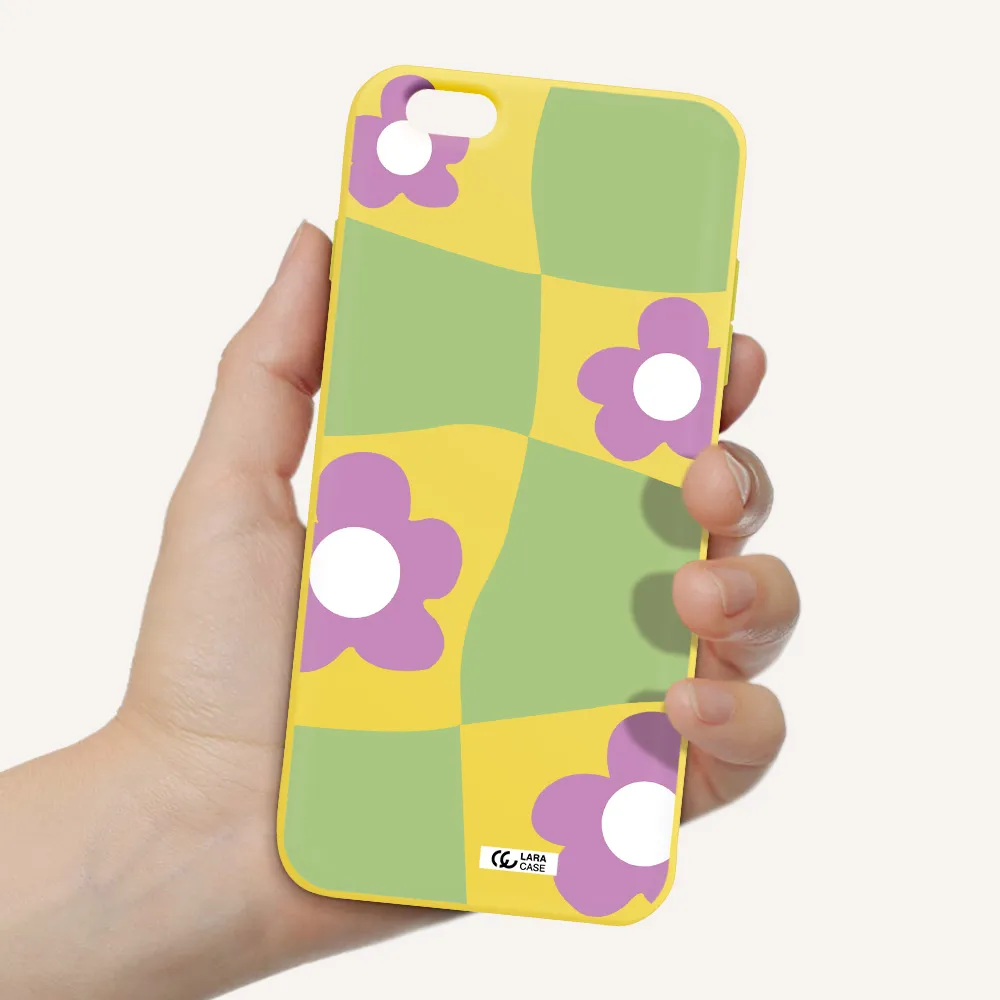 Five Petal Purple Flower Apple iPhone 6 s plus Silicone canary yellow Case