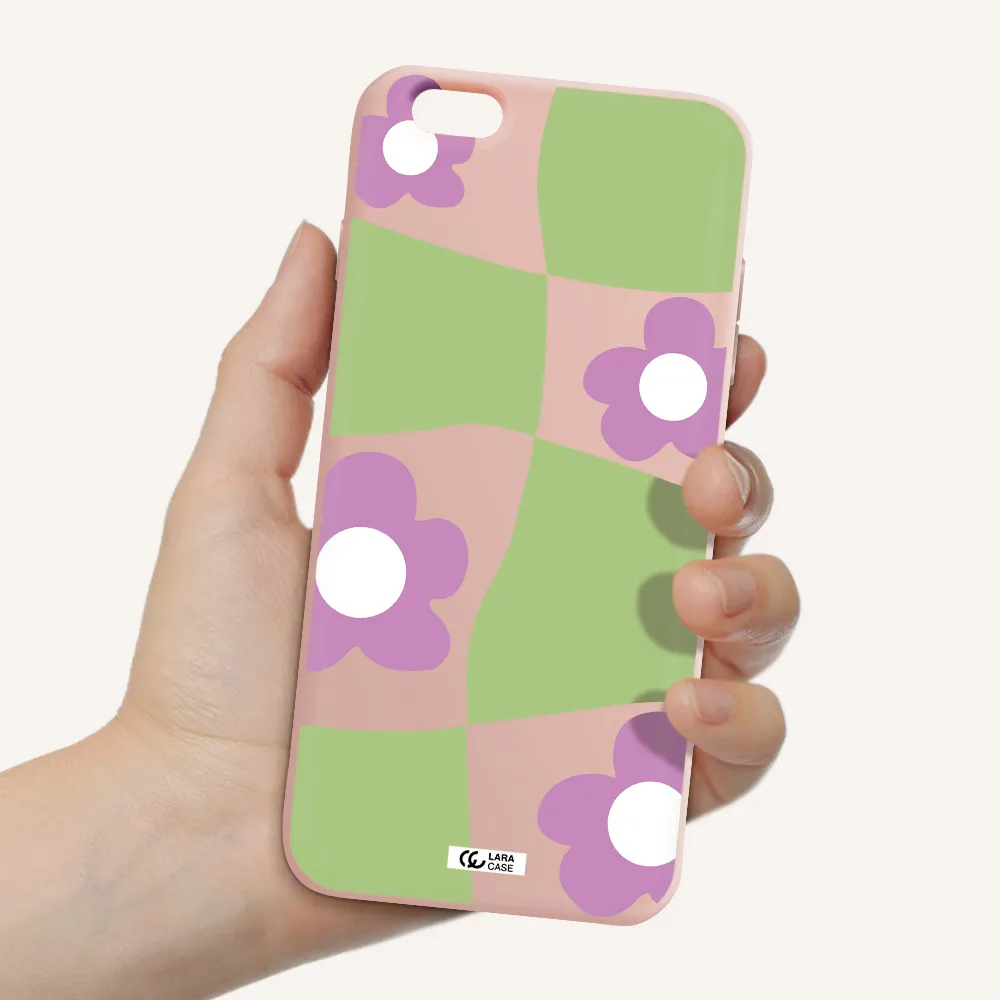 Five Petal Purple Flower Apple iPhone 6 s plus Silicone pastel pink Case