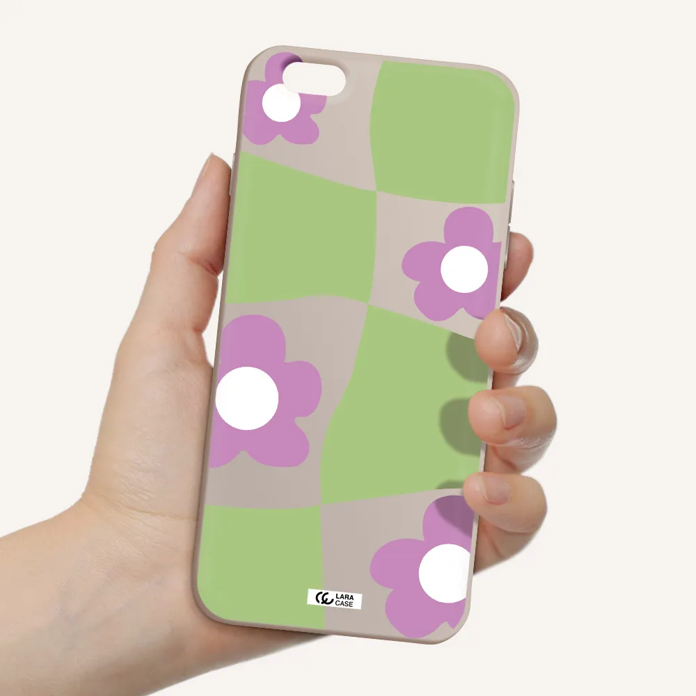 Five Petal Purple Flower Apple iPhone 6 s plus Silicone Stone Case
