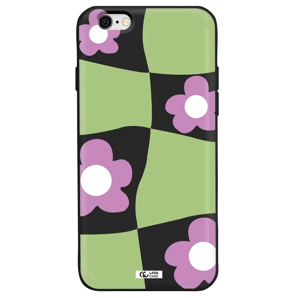 Five Petal Purple Flower Apple iPhone 6 Silicone black Case