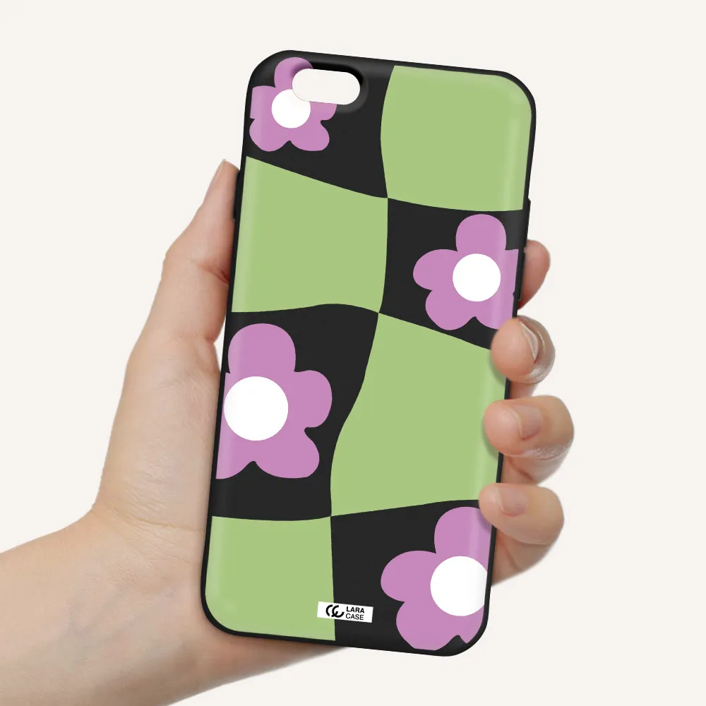 Five Petal Purple Flower Apple iPhone 6 Silicone black Case