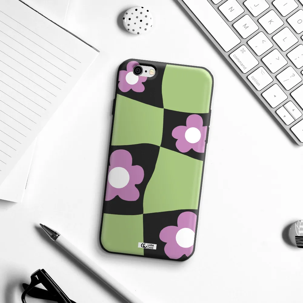 Five Petal Purple Flower Apple iPhone 6 Silicone black Case