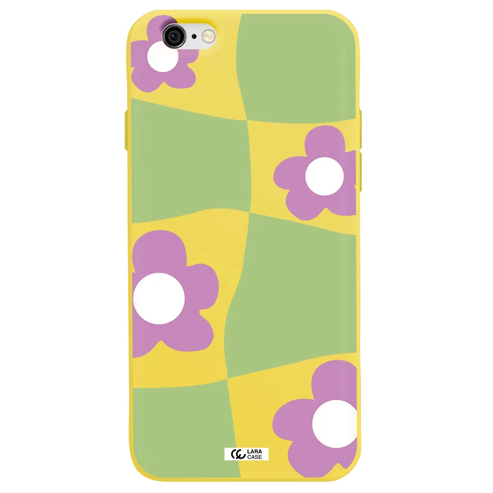 Five Petal Purple Flower Apple iPhone 6 Silicone canary yellow Case