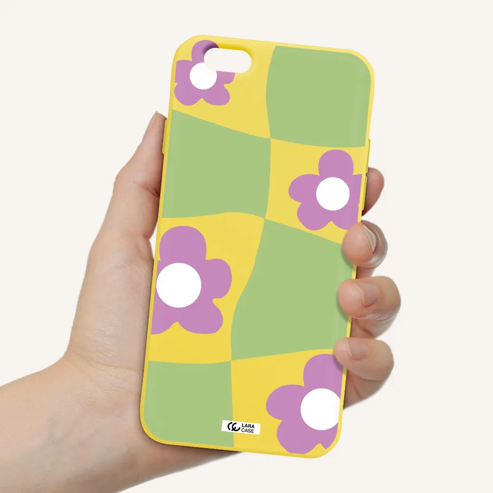 Five Petal Purple Flower Apple iPhone 6 Silicone canary yellow Case