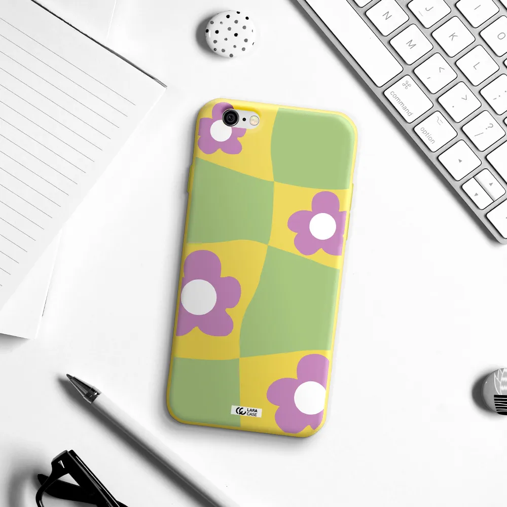 Five Petal Purple Flower Apple iPhone 6 Silicone canary yellow Case