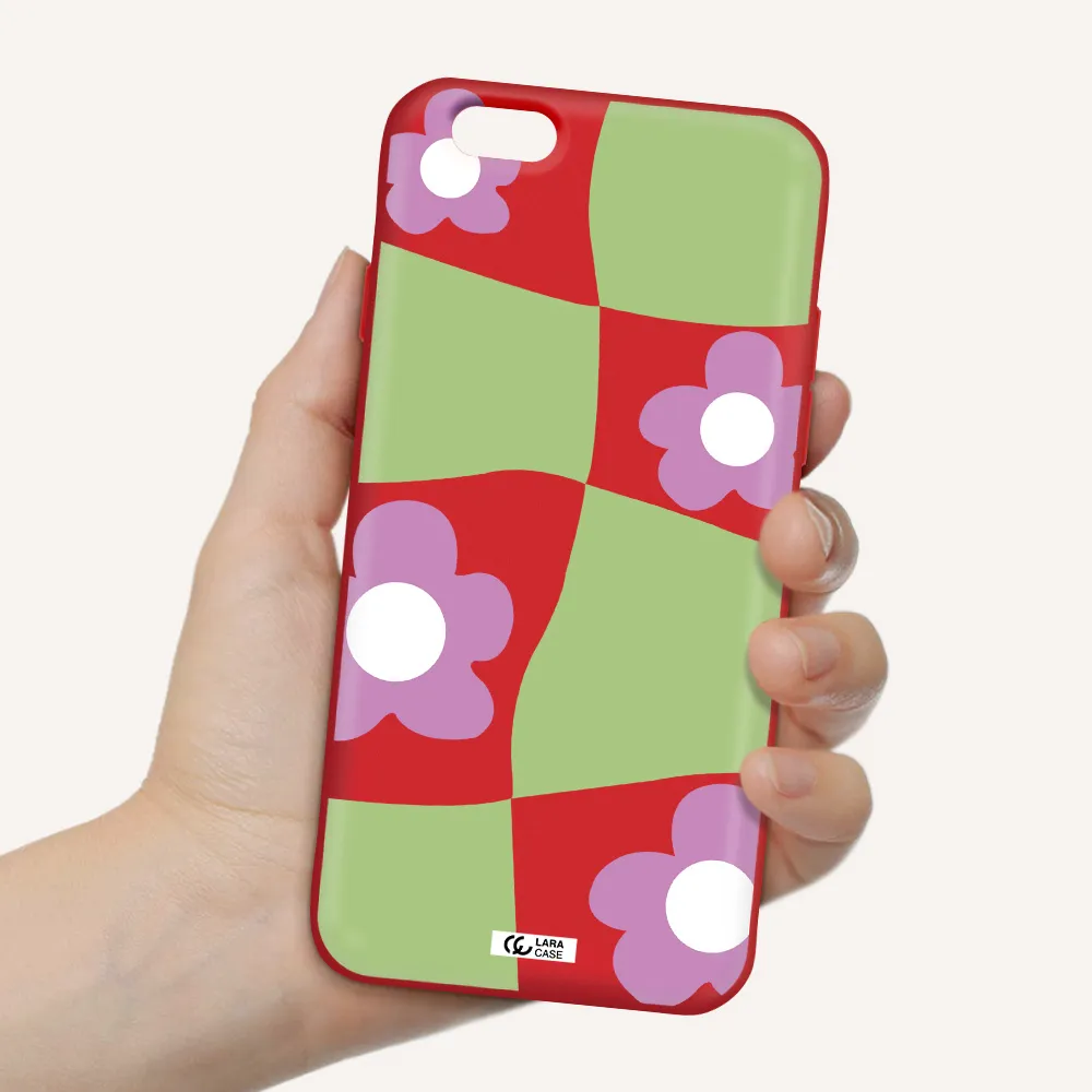 Five Petal Purple Flower Apple iPhone 6 Silicone Imperial Red Case