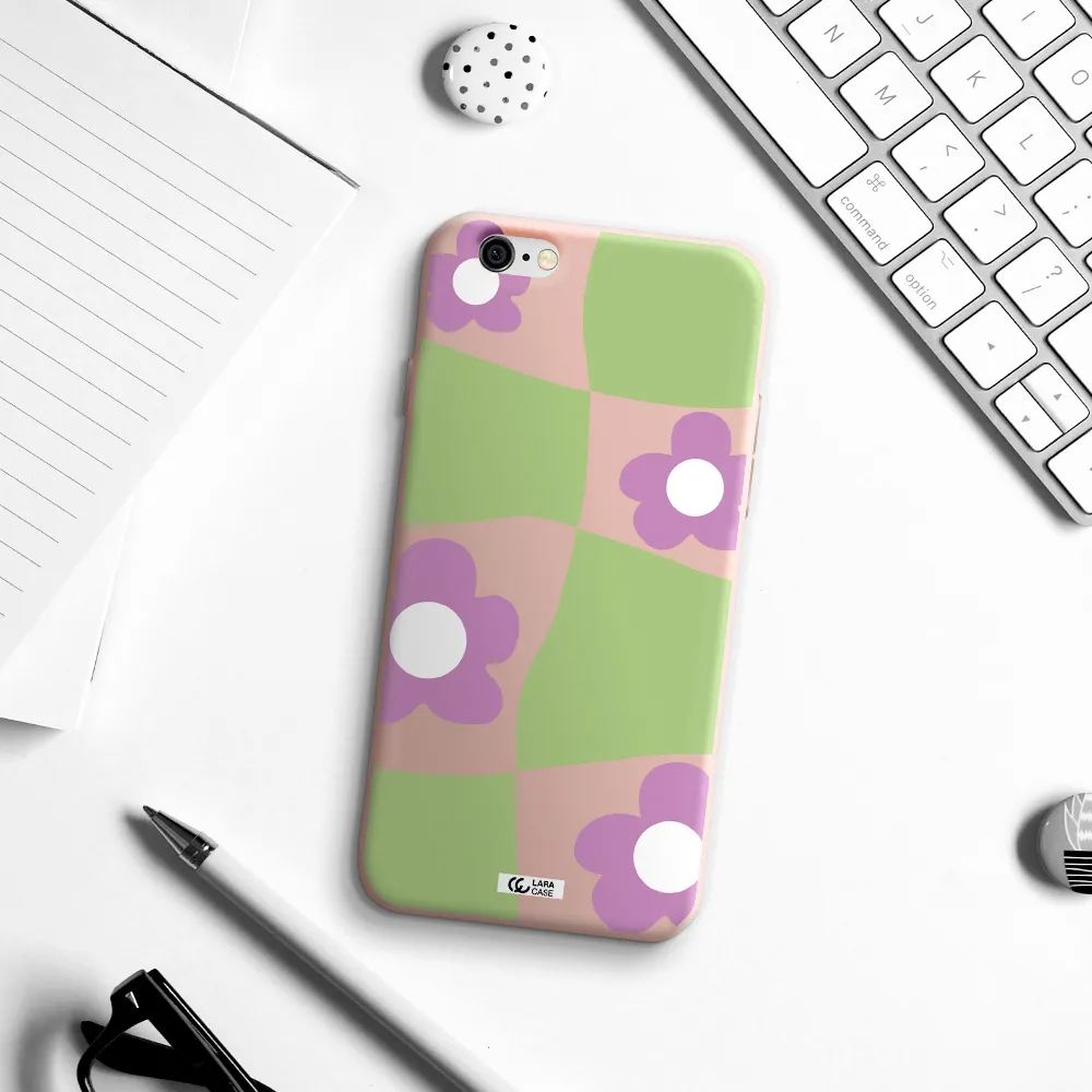 Five Petal Purple Flower Apple iPhone 6 Silicone pastel pink Case