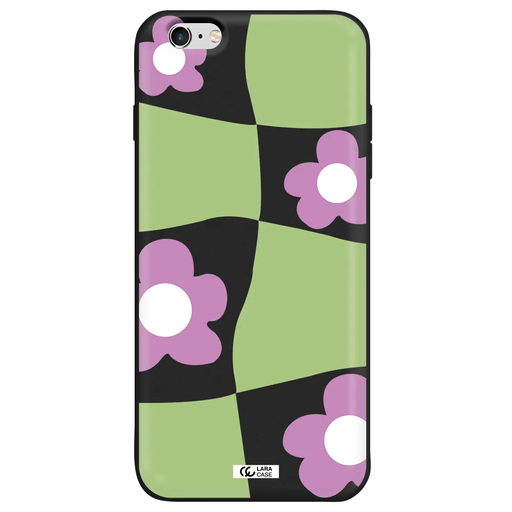 Five Petal Purple Flower Apple iPhone 6S Silicone black Case