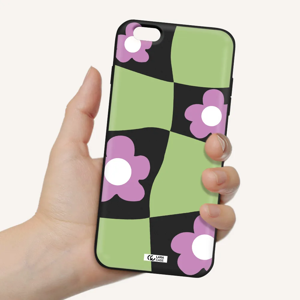 Five Petal Purple Flower Apple iPhone 6S Silicone black Case