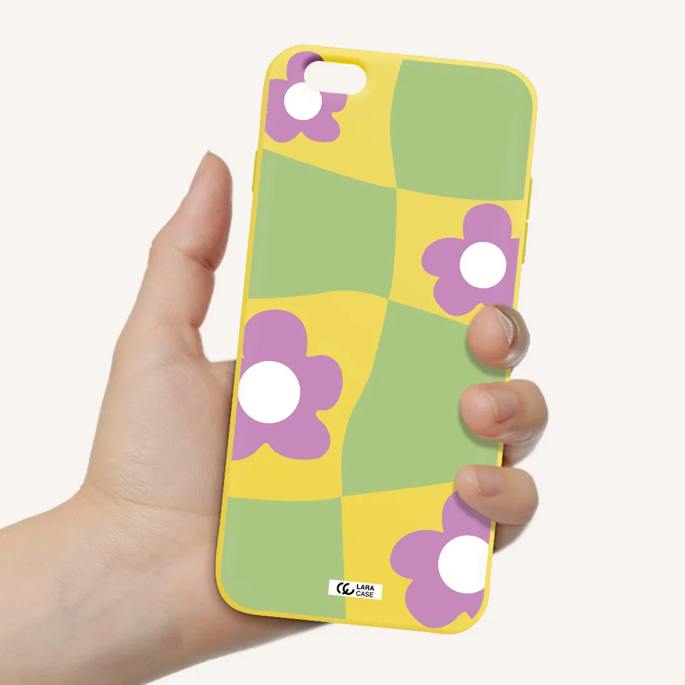 Five Petal Purple Flower Apple iPhone 6S Silicone canary yellow Case
