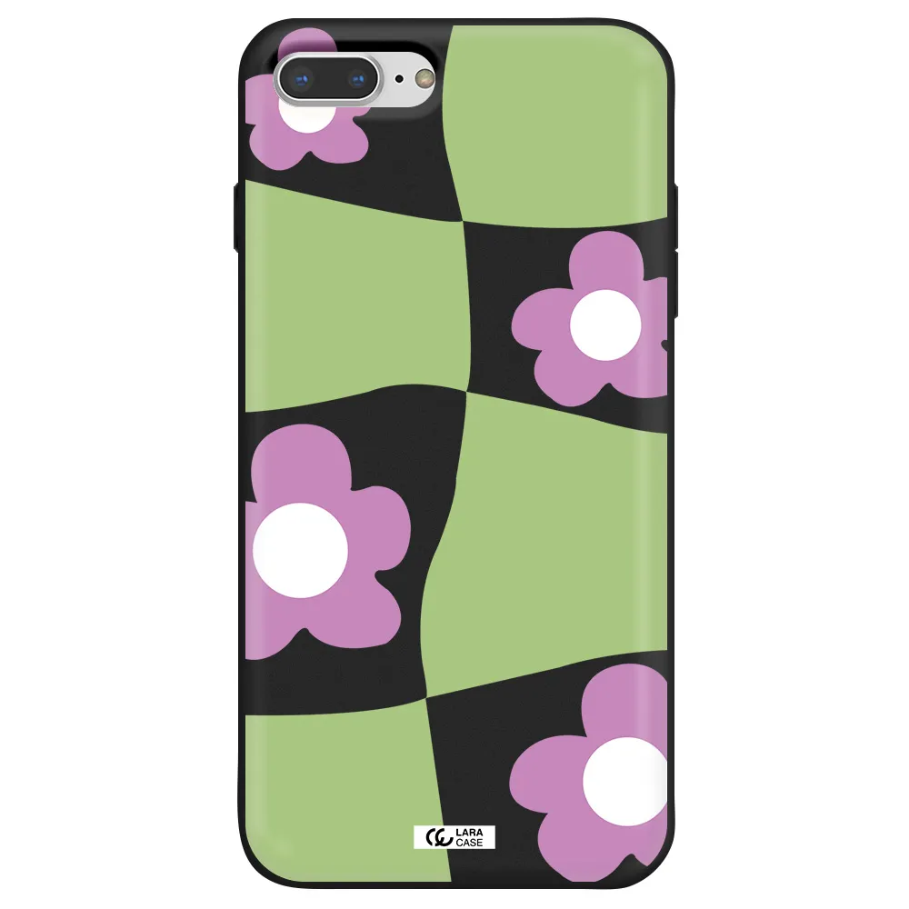 Five Petal Purple Flower Apple iPhone 7 plus Silicone black Case