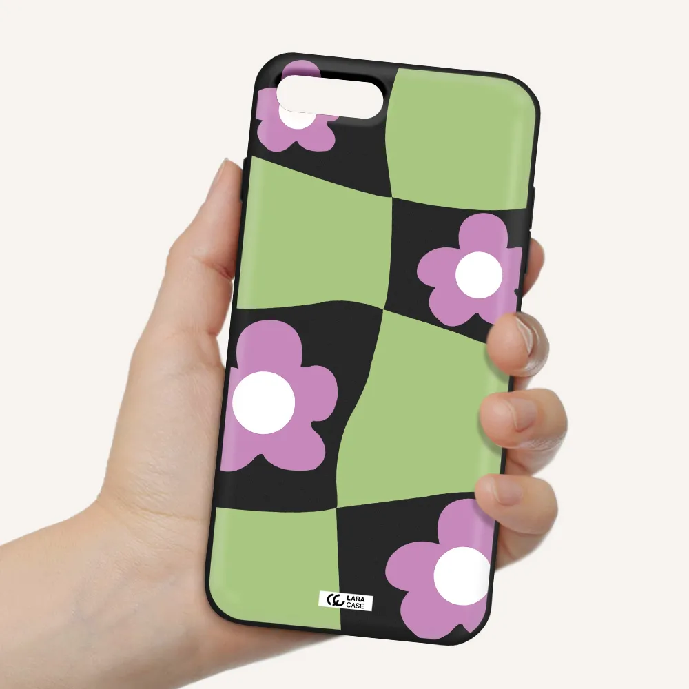 Five Petal Purple Flower Apple iPhone 7 plus Silicone black Case