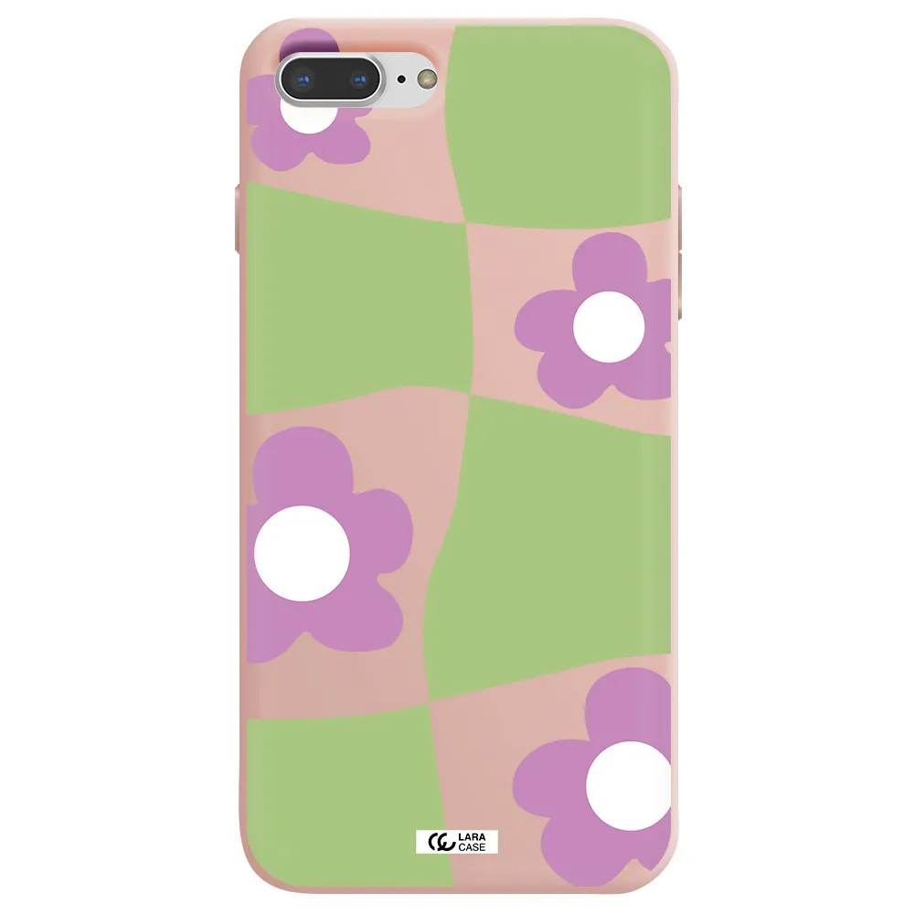 Five Petal Purple Flower Apple iPhone 7 plus Silicone pastel pink Case