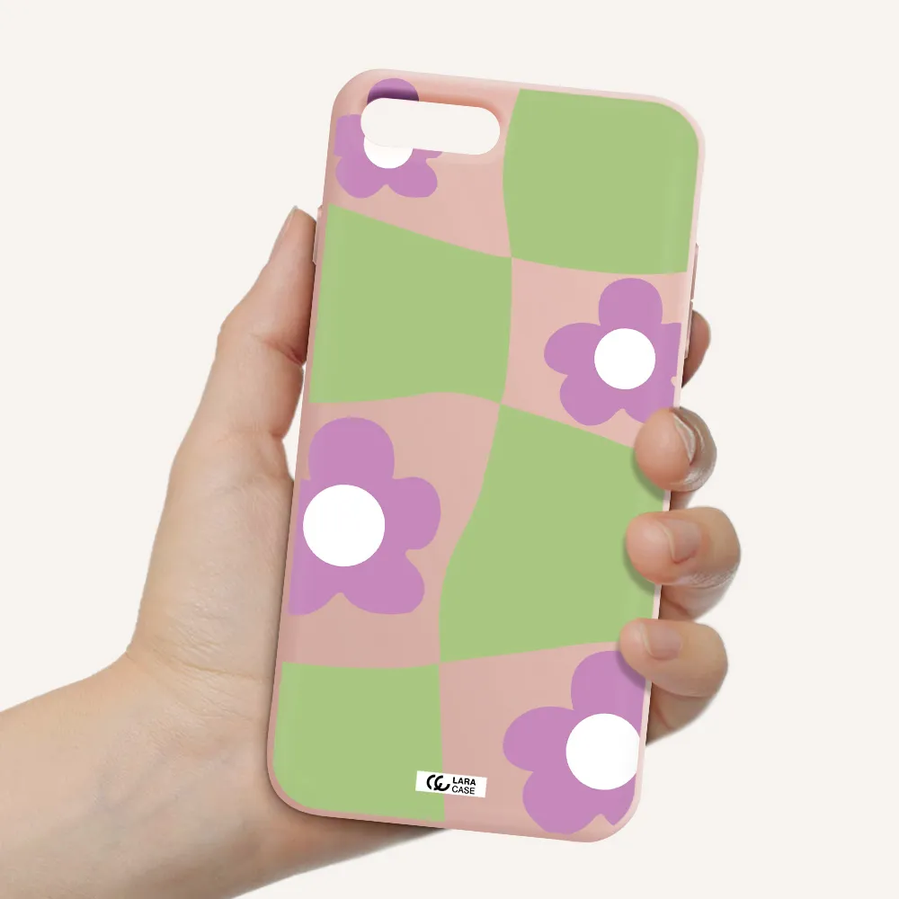 Five Petal Purple Flower Apple iPhone 7 plus Silicone pastel pink Case