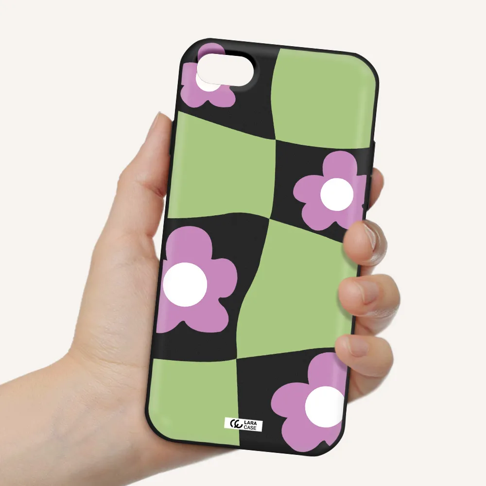 Five Petal Purple Flower Apple iPhone 7 Silicone black Case