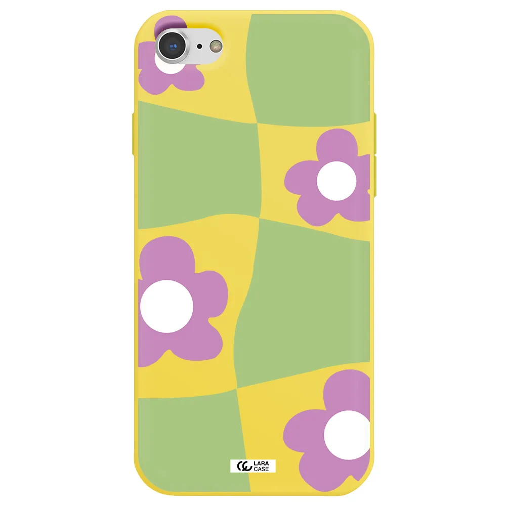 Five Petal Purple Flower Apple iPhone 7 Silicone canary yellow Case