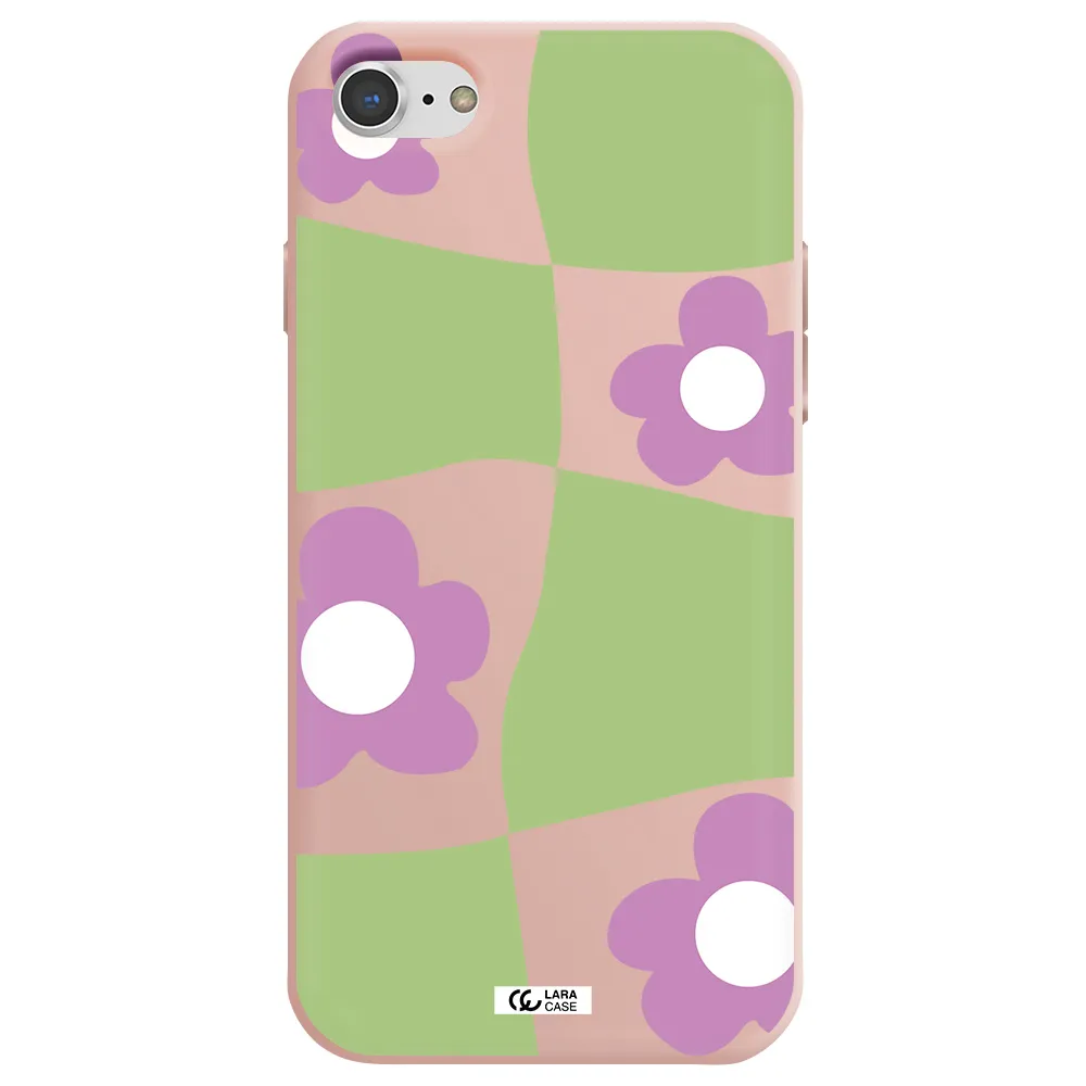 Five Petal Purple Flower Apple iPhone 7 Silicone pastel pink Case