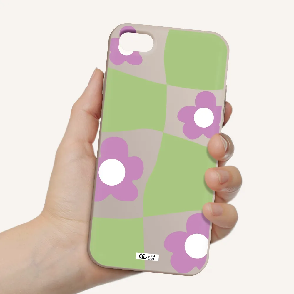 Five Petal Purple Flower Apple iPhone 7 Silicone Stone Case
