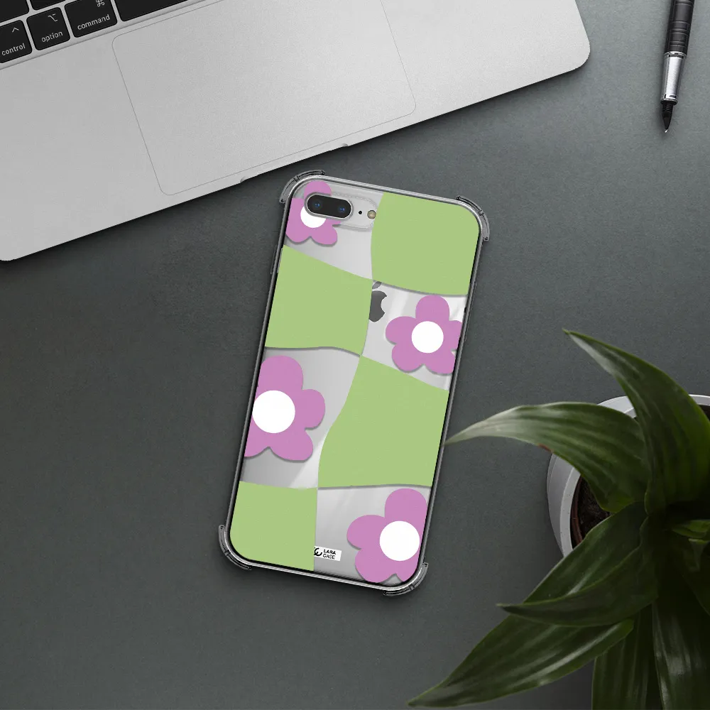Five Petal Purple Flower Apple iPhone 8 plus Clear PC Case