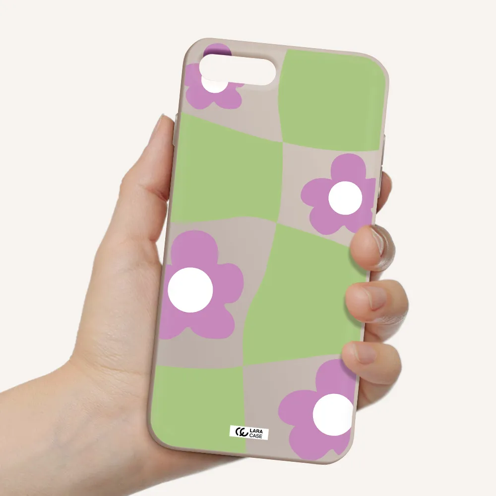 Five Petal Purple Flower Apple iPhone 8 plus Silicone Stone Case