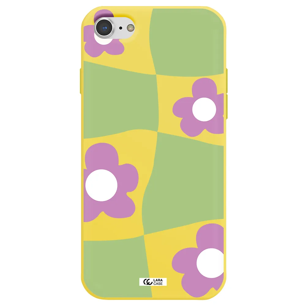 Five Petal Purple Flower Apple iPhone 8 Silicone canary yellow Case
