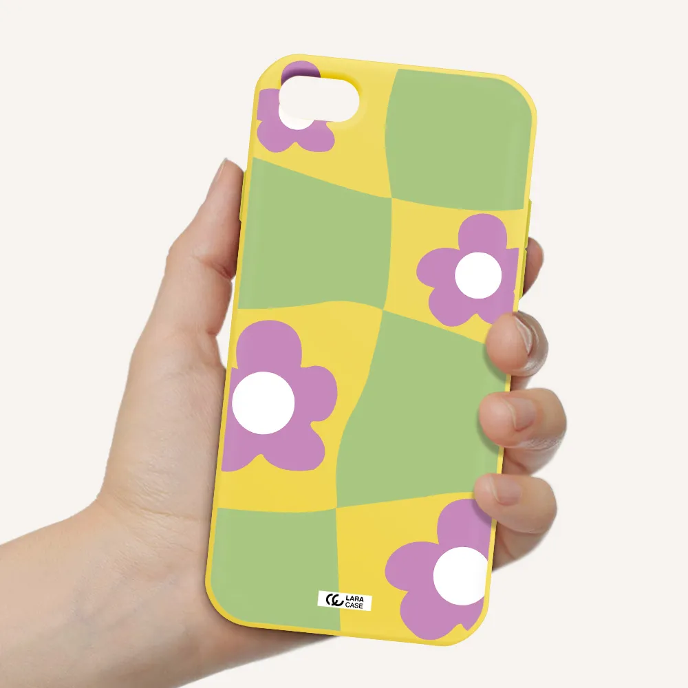 Five Petal Purple Flower Apple iPhone 8 Silicone canary yellow Case