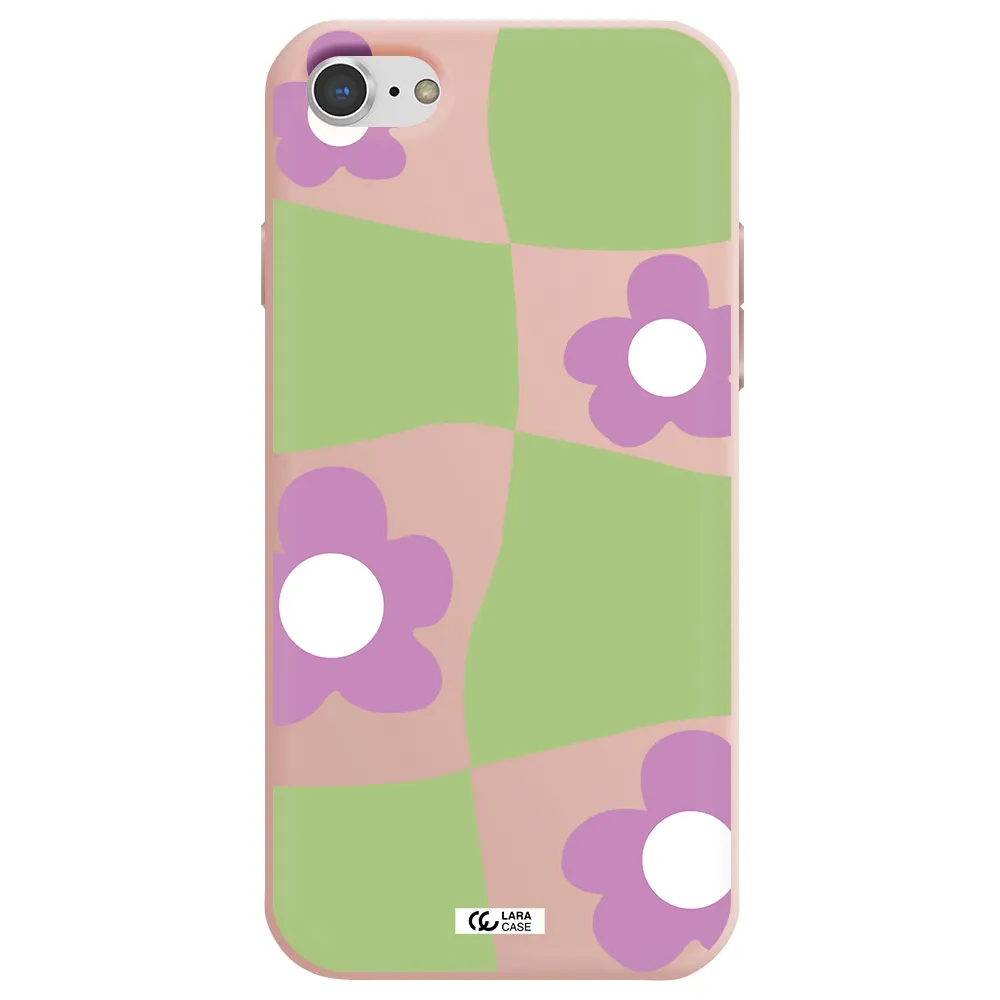 Five Petal Purple Flower Apple iPhone 8 Silicone pastel pink Case