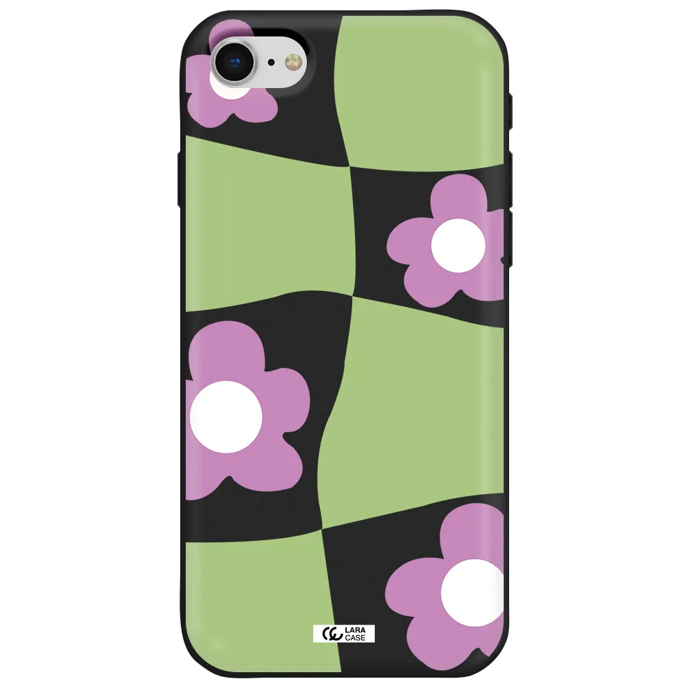 Five Petal Purple Flower Apple iPhone se 2020 Silicone black Case