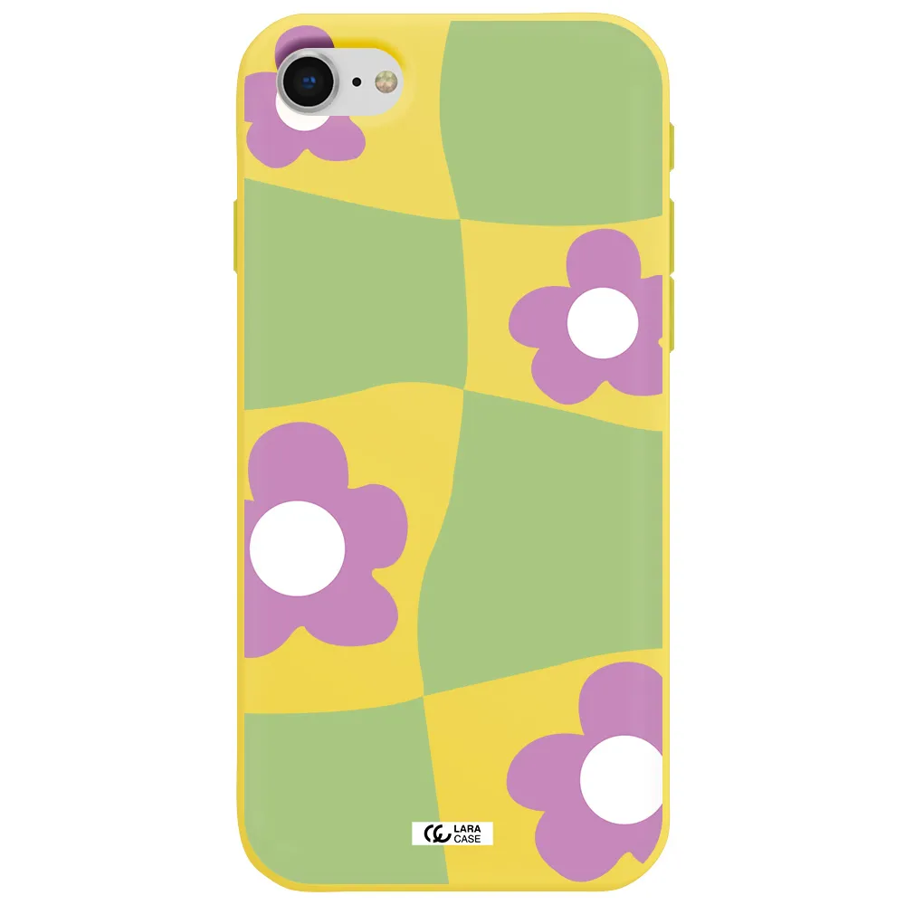 Five Petal Purple Flower Apple iPhone se 2020 Silicone canary yellow Case