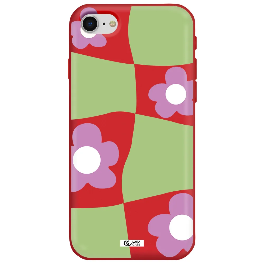 Five Petal Purple Flower Apple iPhone se 2020 Silicone Imperial Red Case