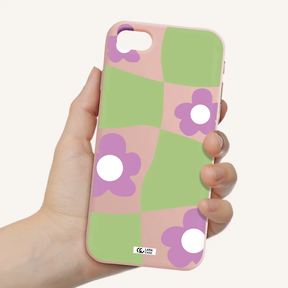 Five Petal Purple Flower Apple iPhone se 2020 Silicone pastel pink Case