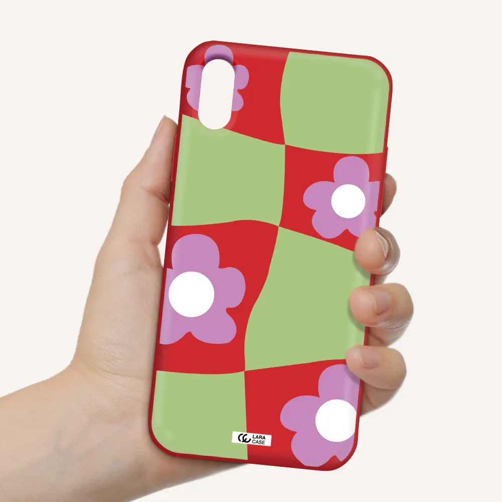 Five Petal Purple Flower Apple iPhone X Silicone Imperial Red Case