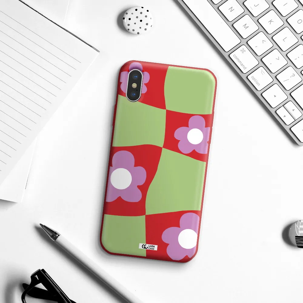 Five Petal Purple Flower Apple iPhone X Silicone Imperial Red Case