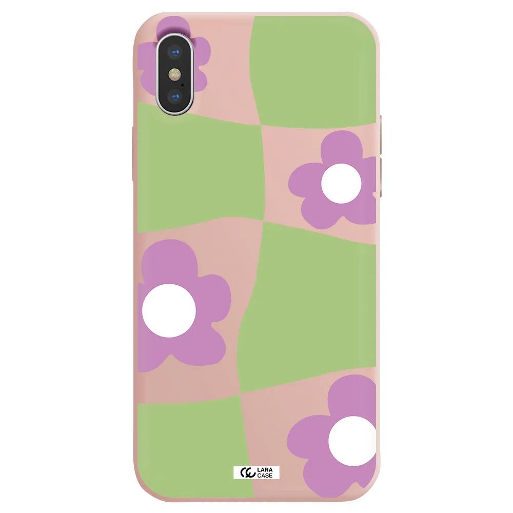 Five Petal Purple Flower Apple iPhone X Silicone pastel pink Case