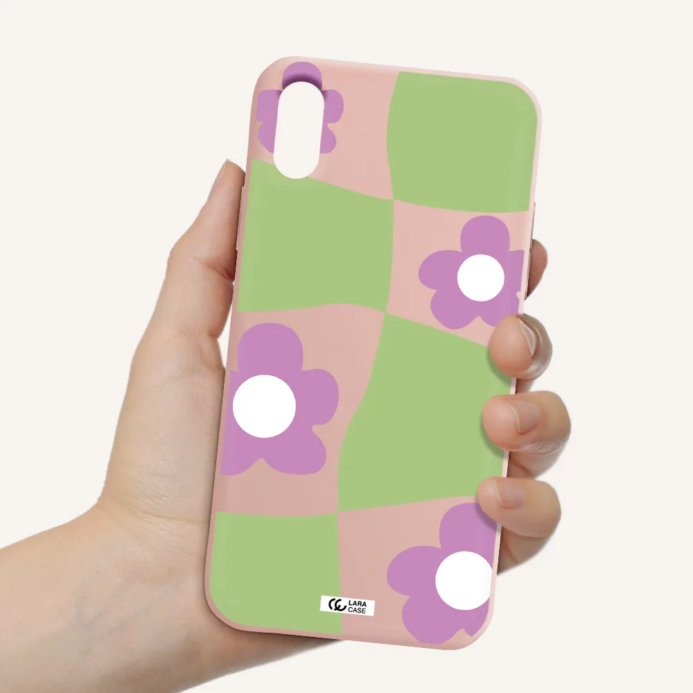 Five Petal Purple Flower Apple iPhone X Silicone pastel pink Case
