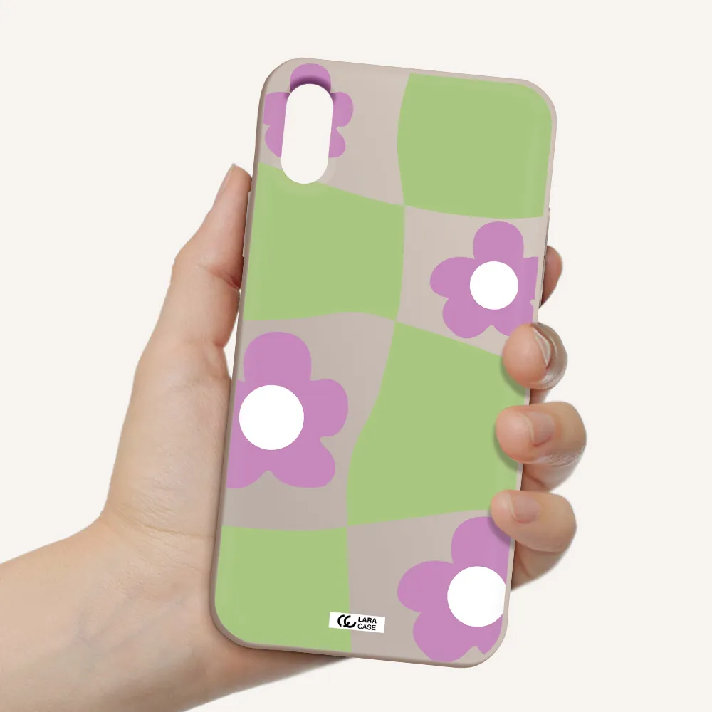 Five Petal Purple Flower Apple iPhone X Silicone Stone Case