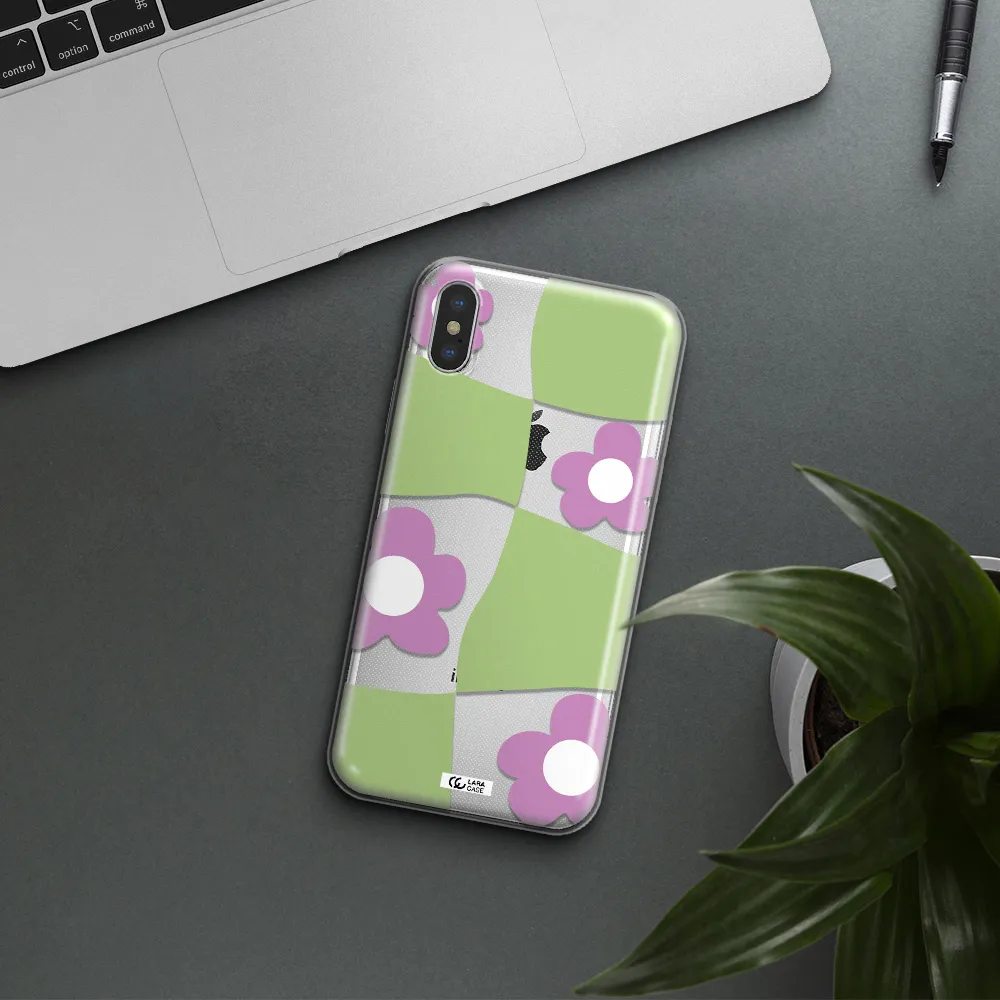 Five Petal Purple Flower Apple iPhone XS Clear TPU Case