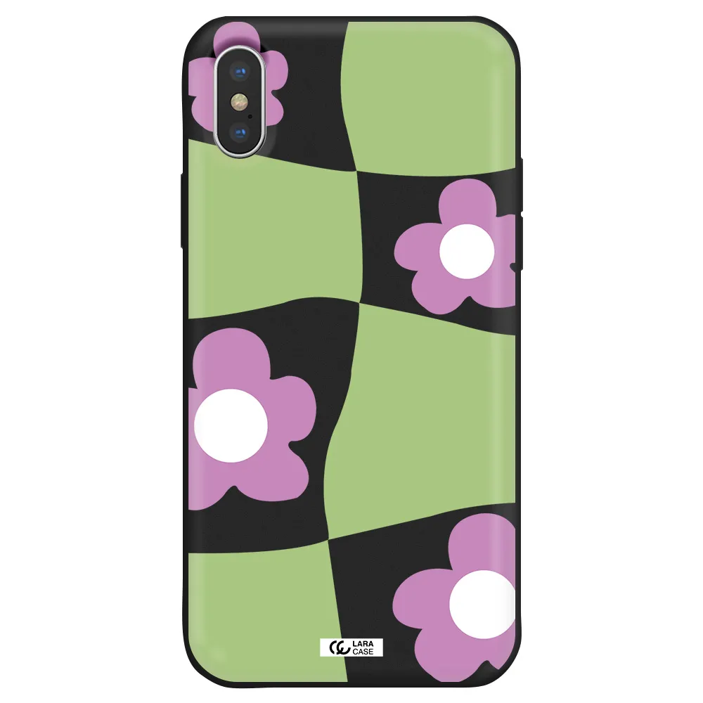 Five Petal Purple Flower Apple iPhone XS Silicone black Case