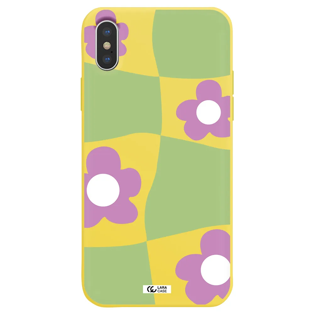 Five Petal Purple Flower Apple iPhone XS Silicone canary yellow Case