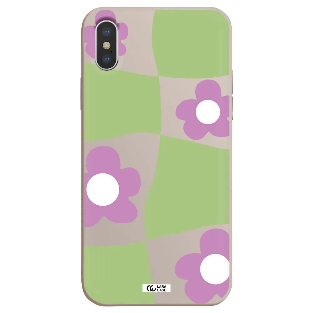 Five Petal Purple Flower Apple iPhone XS Silicone Stone Case