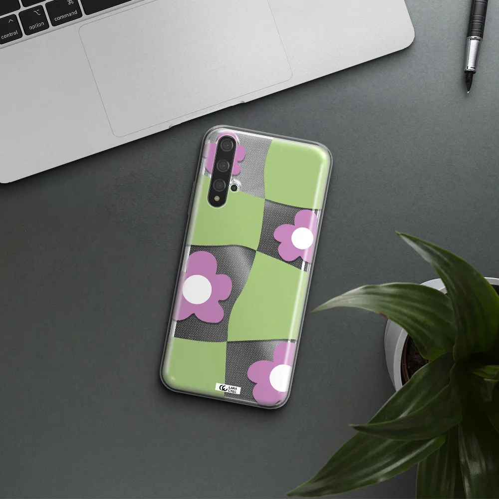 Five Petal Purple Flower Huawei Nova 5t Clear TPU Case