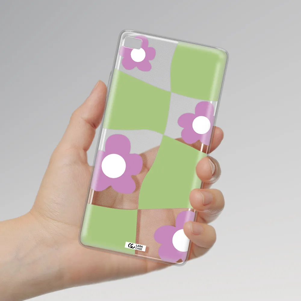 Five Petal Purple Flower Huawei P8 Clear TPU Case