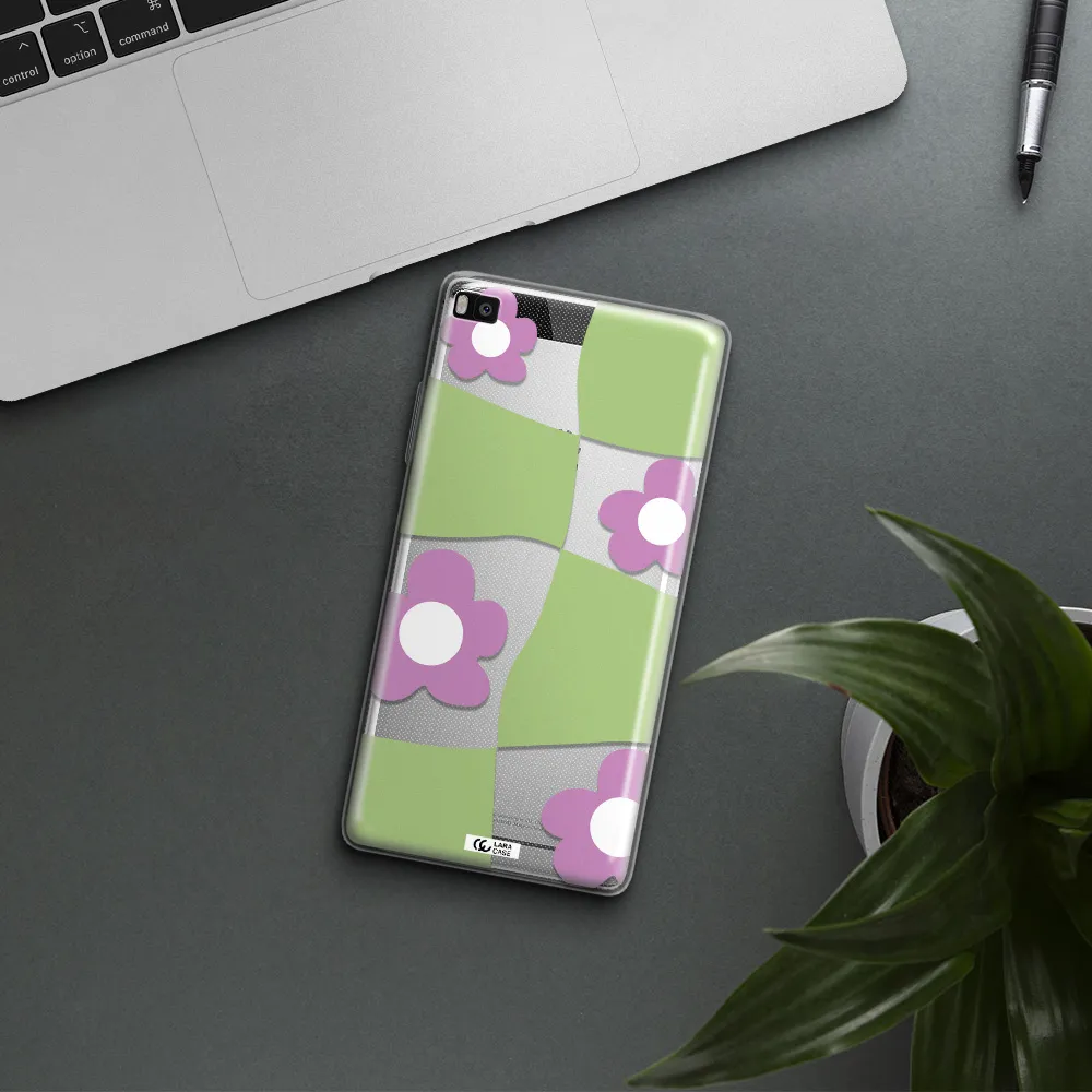 Five Petal Purple Flower Huawei P8 Clear TPU Case
