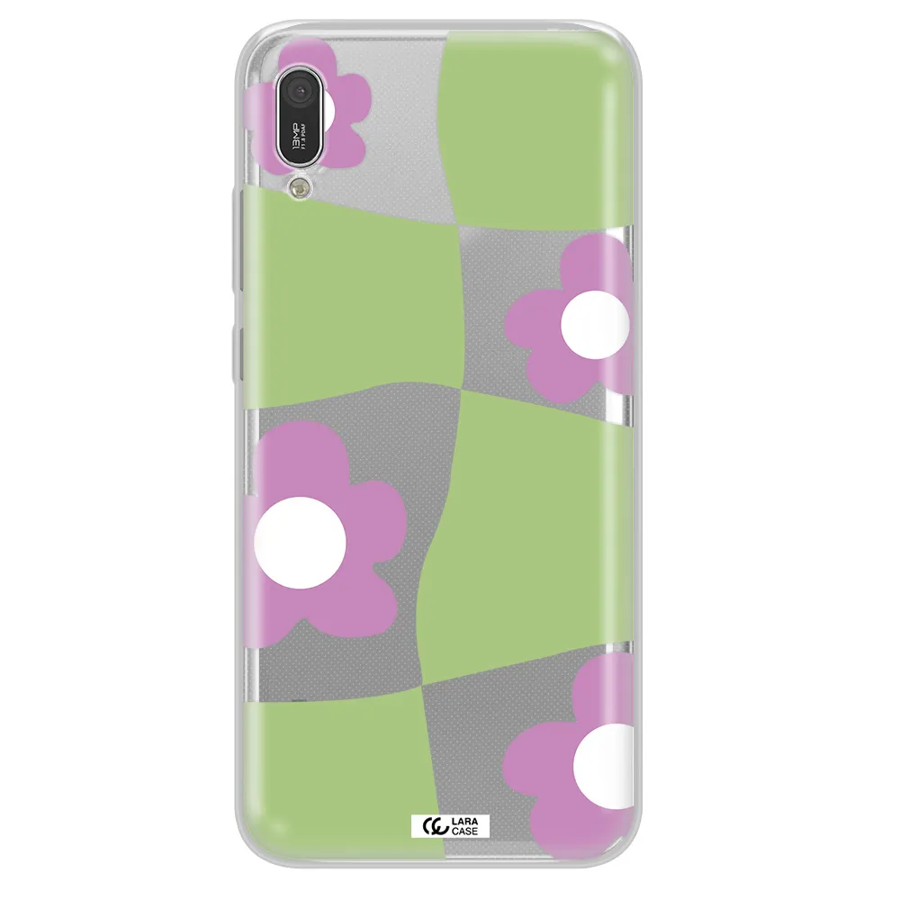 Five Petal Purple Flower Huawei Y6 Pro 2019 Clear TPU Case